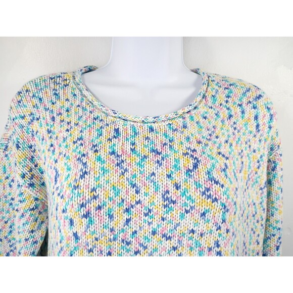 Talbots Pastels Knit Sweater Size S Cotton Blend 3/4 Sleeve Rolled Round Neck - Picture 1 of 12
